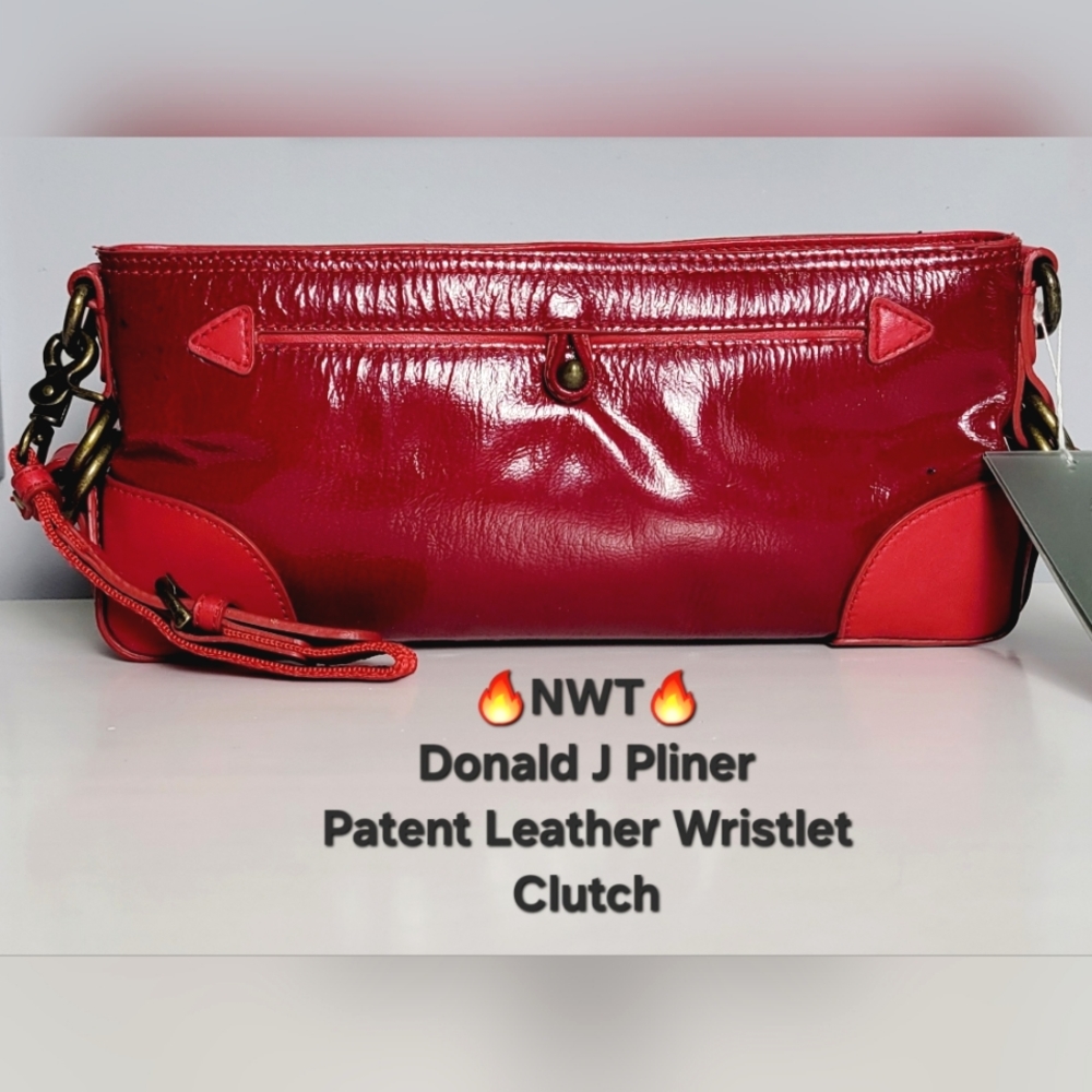 🔥NWT Donald J Pliner Patent Leather Wristlet Clutch - Picture 2 of 16